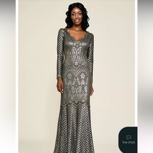 TADASHI SHOJI Archer Sequin Gown with Lattice Details